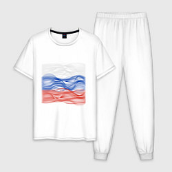 Пижама хлопковая мужская Триколор флаг, цвет: белый