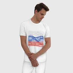 Пижама хлопковая мужская Триколор флаг, цвет: белый — фото 2