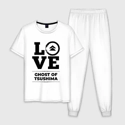 Пижама хлопковая мужская Ghost of Tsushima love classic, цвет: белый