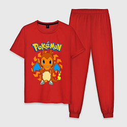 Пижама хлопковая мужская Покемон Чармандер, цвет: красный
