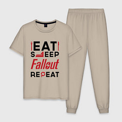 Мужская пижама Надпись: eat sleep Fallout repeat
