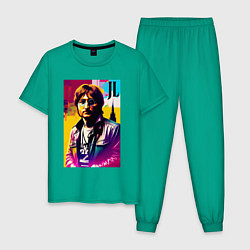Пижама хлопковая мужская John Lennon - world legend, цвет: зеленый