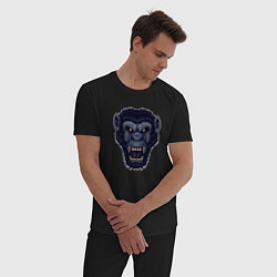 Пижама хлопковая мужская Синий разгневанный обезьян, цвет: черный — фото 2