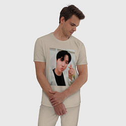 Пижама хлопковая мужская BTS -J-hope-, цвет: миндальный — фото 2