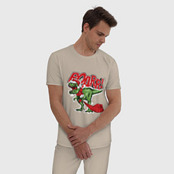 Пижама хлопковая мужская Santa t rex gifts, цвет: миндальный — фото 2