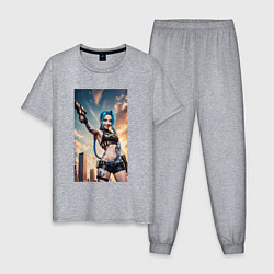 Пижама хлопковая мужская Jinx модель, цвет: меланж