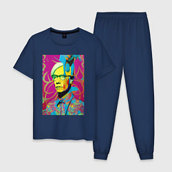 Пижама хлопковая мужская Andy Warhol - pop art, цвет: тёмно-синий