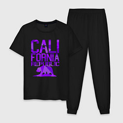 Пижама хлопковая мужская Штат Калифорния, цвет: черный