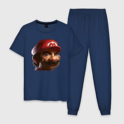 Пижама хлопковая мужская Mario pixel, цвет: тёмно-синий