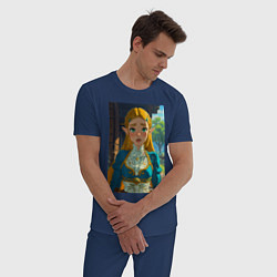Пижама хлопковая мужская The legend of Zelda - ahegao art, цвет: тёмно-синий — фото 2