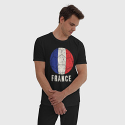 Пижама хлопковая мужская Футбол Франции, цвет: черный — фото 2