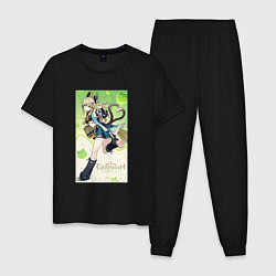 Пижама хлопковая мужская Кирара Геншин импакт, цвет: черный