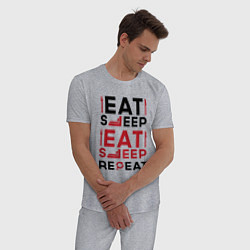 Пижама хлопковая мужская Надпись: eat sleep S T A L K E R repeat, цвет: меланж — фото 2
