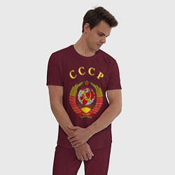 Пижама хлопковая мужская CCCР Пролетарии, цвет: меланж-бордовый — фото 2