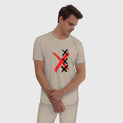 Пижама хлопковая мужская Triple-X, цвет: миндальный — фото 2