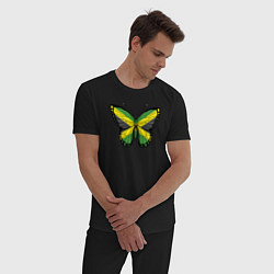 Пижама хлопковая мужская Ямайка бабочка, цвет: черный — фото 2