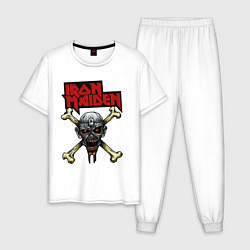 Пижама хлопковая мужская Iron Maiden bones, цвет: белый