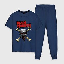 Пижама хлопковая мужская Iron Maiden bones, цвет: тёмно-синий