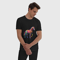 Пижама хлопковая мужская Конь геометрик, цвет: черный — фото 2