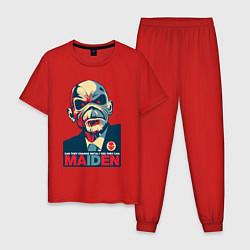 Пижама хлопковая мужская Bald iron maiden, цвет: красный
