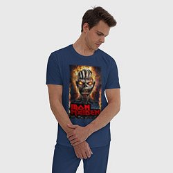 Пижама хлопковая мужская Iron evil head, цвет: тёмно-синий — фото 2