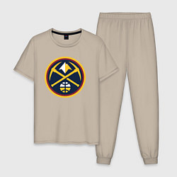 Пижама хлопковая мужская Denver Nuggets logo, цвет: миндальный