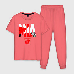 Пижама хлопковая мужская Miami buckets, цвет: коралловый