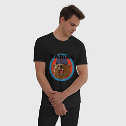 Пижама хлопковая мужская Медведь в ушанке злой, цвет: черный — фото 2