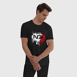 Пижама хлопковая мужская Mass Effect N7 - shooter - logo, цвет: черный — фото 2