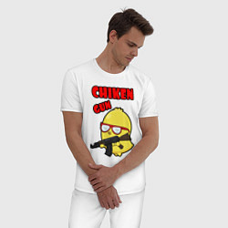 Пижама хлопковая мужская Chicken machine gun, цвет: белый — фото 2