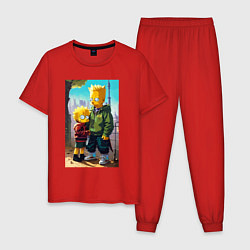 Мужская пижама Барт Симпсон с Мэгги в мегаполисе