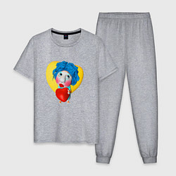 Пижама хлопковая мужская Куколка с сердечком, цвет: меланж