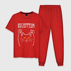 Пижама хлопковая мужская Led Zeppelin rock cat, цвет: красный