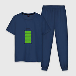 Пижама хлопковая мужская Полностью заряженная батарейка, цвет: тёмно-синий