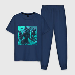 Пижама хлопковая мужская Супергерои нэко, цвет: тёмно-синий