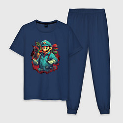 Пижама хлопковая мужская Доктор Марио, цвет: тёмно-синий