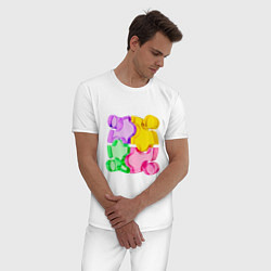 Пижама хлопковая мужская 3D пазл, цвет: белый — фото 2