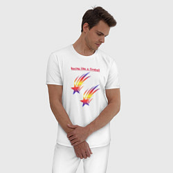 Пижама хлопковая мужская Racing like a fireball, цвет: белый — фото 2