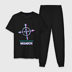 Пижама хлопковая мужская Megadeth glitch rock, цвет: черный