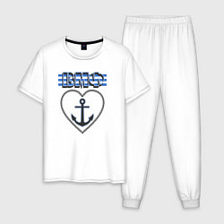 Пижама хлопковая мужская 30 июля ВМФ, цвет: белый