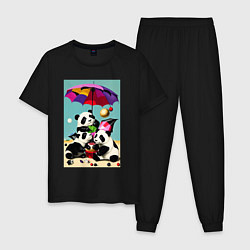 Мужская пижама Три панды под цветным зонтиком