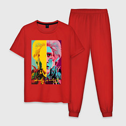 Пижама хлопковая мужская Andy Warhol - self-portrait - neural network, цвет: красный