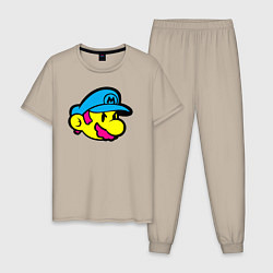 Пижама хлопковая мужская Марио готов, цвет: миндальный