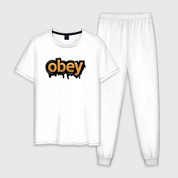 Пижама хлопковая мужская Obey, цвет: белый