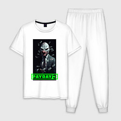 Пижама хлопковая мужская Payday 3 mask, цвет: белый