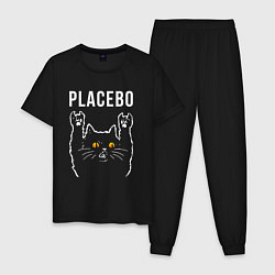 Пижама хлопковая мужская Placebo rock cat, цвет: черный