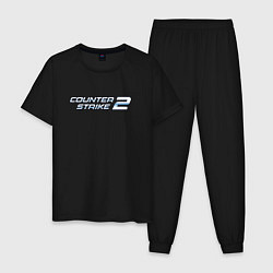 Пижама хлопковая мужская Counter strike 2 - металлическая надпись, цвет: черный