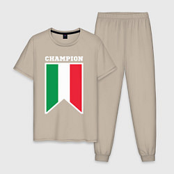 Пижама хлопковая мужская Италия чемпион, цвет: миндальный
