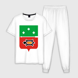 Пижама хлопковая мужская Игринский район, цвет: белый