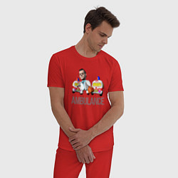 Пижама хлопковая мужская Доктор рядом, цвет: красный — фото 2